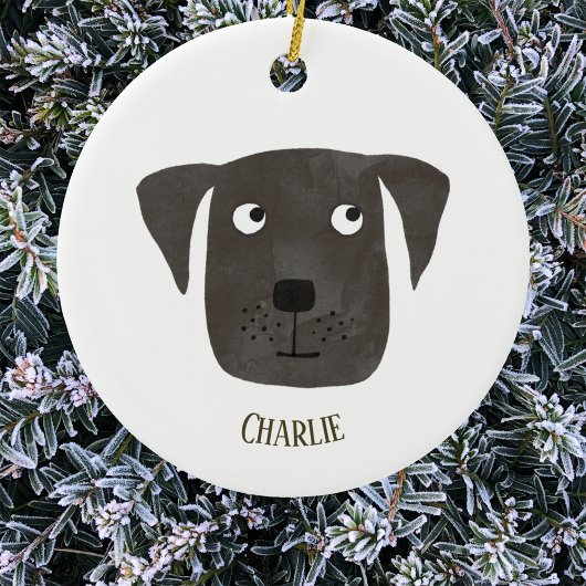 Cute Black Labrador Retriever Dog Aangepaste naam Keramisch Ornament