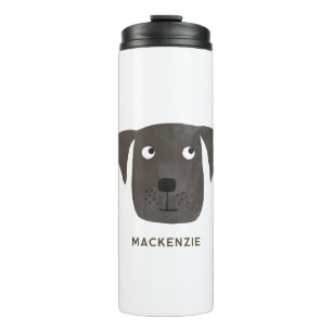 Cute Black Labrador Retriever Dog Art, aangepaste  Thermosbeker