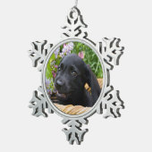 Cute Black Labrador Retriever Dog Puppy Photo * Tin Sneeuwvlok Ornament (Rechts)