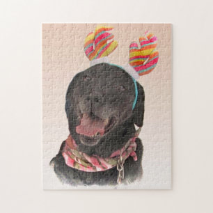 Cute Black Labrador Retriever Dog Puzzle Legpuzzel
