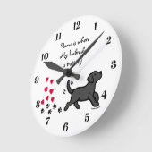 Cute Black Labrador Trotting Clock Ronde Klok (Hoek)