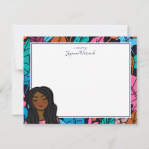 Cute Black Lady Illustration Personal Stationery