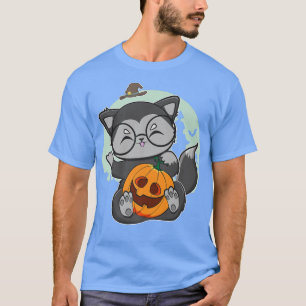 Cute Black met Anime Pumpkin voor Kawaii Hallow T-shirt