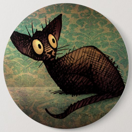 Cute Black Oriental Cat Ronde Button 6,0 Cm (Voorkant)