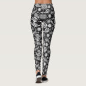 Cute Black Paisley Imprimer Leggings (Dos)
