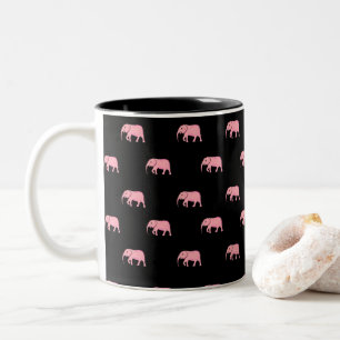 Cute Black Pink Elephants Tweekleurige Koffiemok