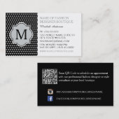 Cute Black Polka Dots with Girly Monogram Boutique Visitekaartje (Voorkant / Achterkant)