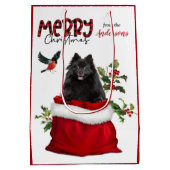 Cute Black Pomeranian Dog Kerstmis Medium Cadeauzakje (Achterkant)