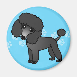 Cute Black Poodle Cartoon Magneet