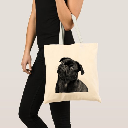 Cute Black Pug Canvas tas (Voorkant (product))
