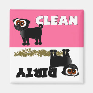 Cute Black Pug Clean/Dirty Dishwaser Magnet Magneet