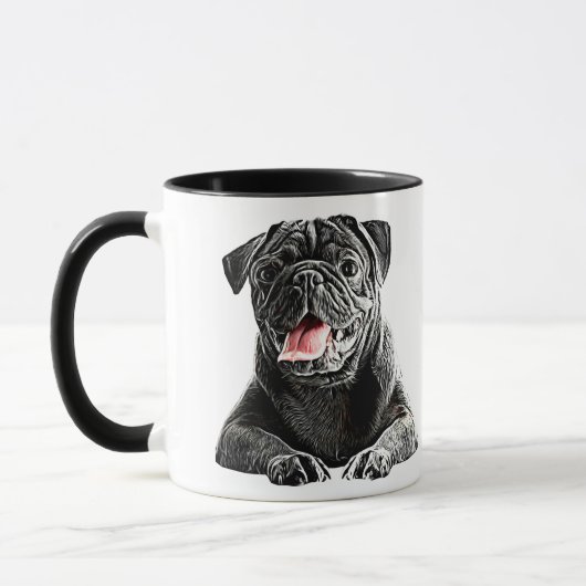 Cute Black Pug Dog Animal Pets art. Mok (Links)