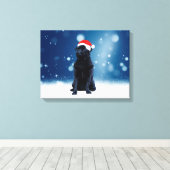 Cute Black Pug Dog Kerstkerstkerstkerstkerstkerstk Canvas Afdruk (Insitu (Houten vloer))