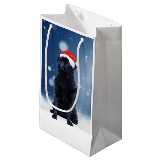 Cute Black Pug Dog Kerstkerstkerstkerstkerstkerstk Klein Cadeauzakje (Voorkant Gekanteld)