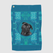 Cute Black Pug Face Charm | Unique Custom Dog Love Golfhanddoek (Voorkant)