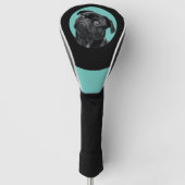 Cute Black Pug Face Charm | Unique Custom Dog Love Golfheadcover (Voorkant)