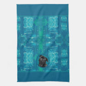 Cute Black Pug Face Charm | Unique Custom Dog Love Theedoek (Verticaal)