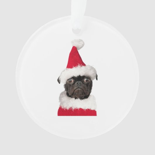 Cute Black Pug in kerstkerstkerstkerstkerstkerstke Ornament (voorkant)