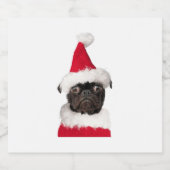 Cute Black Pug in kerstkerstkerstkerstkerstkerstke Sparkling Wijnetiket (Enkel label)