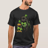 Cute Black Pug Leprechaun St Patricks Day Shamrock T-shirt (Voorkant)