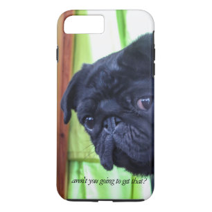 Cute Black Pug met Attitude Photo iPhone 8 Plus / 7 Plus Hoesje