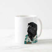 Cute Black Pug met bril Koffiemok (Voorkant rechts)