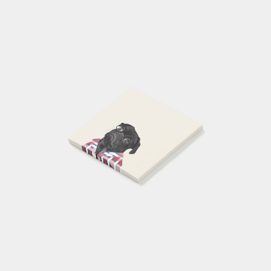 Cute Black Pug met bril Post-it® Notes (Schuin)