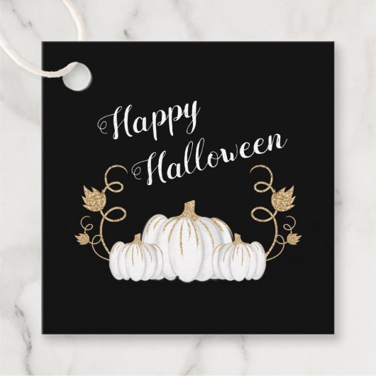 Cute Black Pumpkin Happy Halloween Bedankjes Labels (Voorkant)