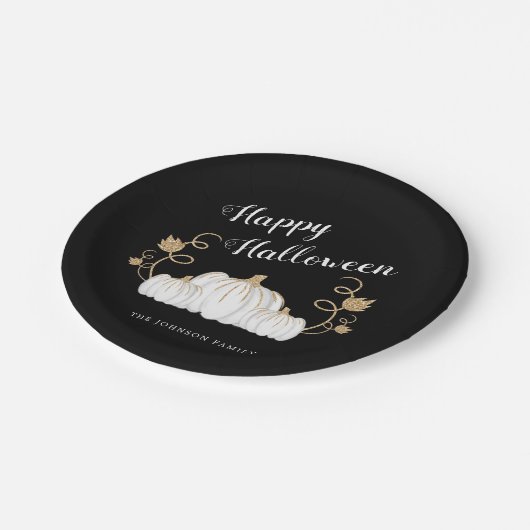 Cute Black Pumpkin Happy Halloween Papieren Bordje (Gekanteld)