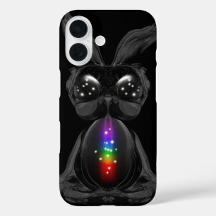 Cute Black Rabbit met Chakra Rainbow Soul iPhone 16 Hoesje