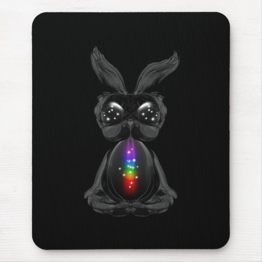 Cute Black Rabbit met Chakra Rainbow Soul Muismat (Voorkant)