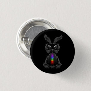 Cute Black Rabbit met Chakra Rainbow Soul Ronde Button 3,2 Cm