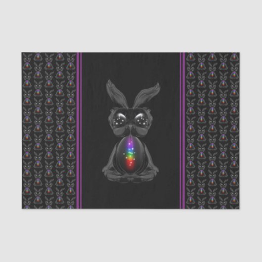 Cute Black Rabbit met Chakra Rainbow Soul Tissuepapier (Voorkant)