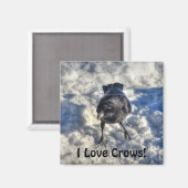 Cute Black Raven in de sneeuwfoto Magneet (Voorkant / Achterkant)