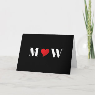 Cute black red hart aangepaste monogram typografie kaart