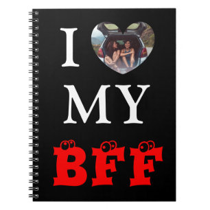 Cute Black Red Heart Photo BFF Notitieboek
