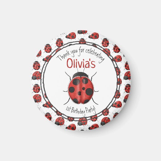 Cute Black Red Ladybug Pattern Hartelijk dank Magneet (Voorkant)