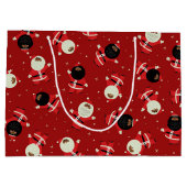 Cute Black Santa Party Pattern op Red Background Groot Cadeauzakje (Achterkant)