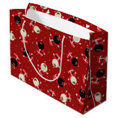 Cute Black Santa Party Pattern op Red Background Groot Cadeauzakje (Achterkant Gekanteld)