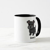 Cute Black Scottish Terrier Dog Custom Name Mok (Voorkant rechts)