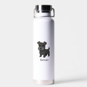 Cute Black Scottish Terrier Dog Custom Name Waterfles (Achterkant)