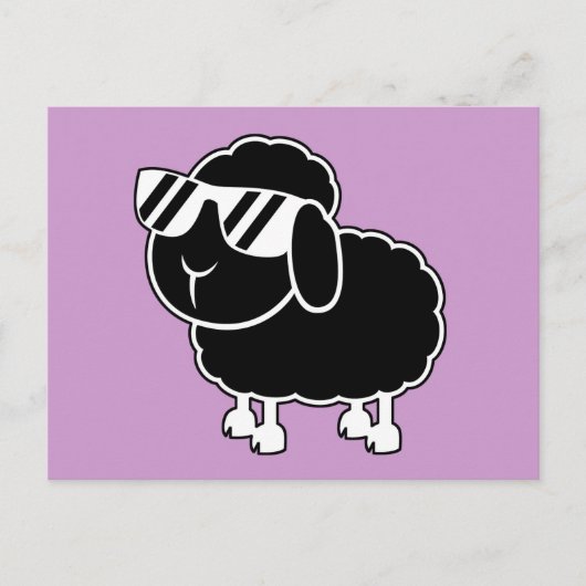 Cute Black Sheep Cartoon Briefkaart (Voorkant)