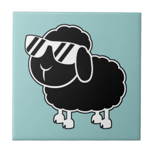 Cute Black Sheep Cartoon Tegeltje