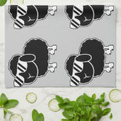 Cute Black Sheep Cartoon Theedoek (Gevouwen)