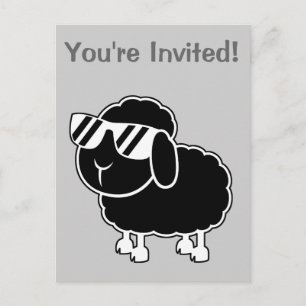 Cute Black Sheep Cartoon Uitnodiging Briefkaart