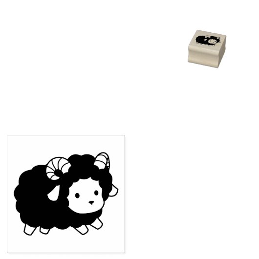 Cute Black Sheep Ram 2 Rubberstempel (Gestempeld)