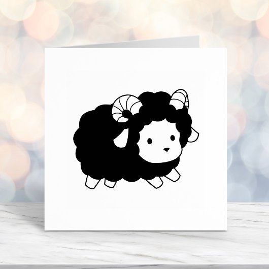 Cute Black Sheep Ram Zelfinktende Stempel