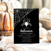 Cute Black Spider Halloween Dinner Party Kaart