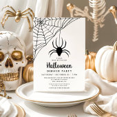 Cute Black Spider Halloween Dinner Party Kaart