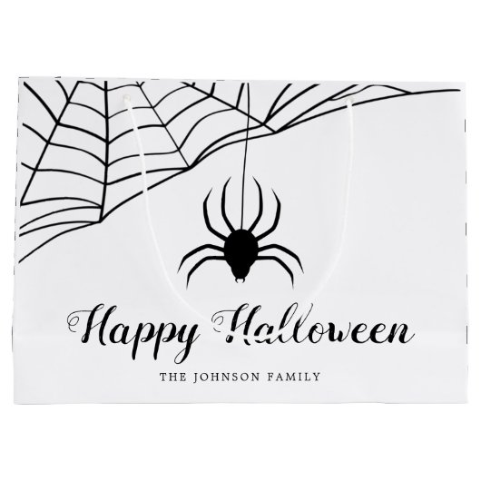 Cute Black Spider Happy Halloween Groot Cadeauzakje (Achterkant)
